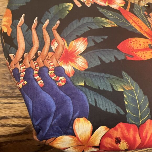 Accessories Unlimited Tropical Floral / Dancing Women Tote - Bamboo Handles COOL - Picture 4 of 16